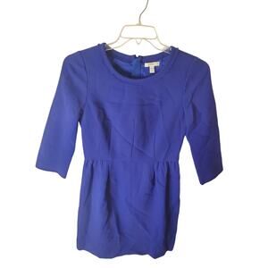 J. Crew Blue Elbow Length Sleeve Wool Dress, Size 4